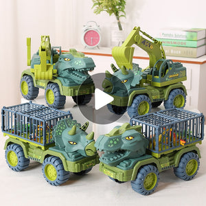 Car Toy Dinosaurs Transport Car Carrier Truck Toy Pull Back Vehicle Toy with Dinosaur Christmas Gift for Children