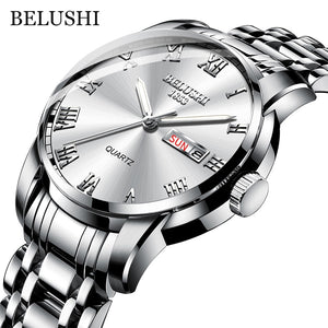 Top Brand Watch Men Stainless Steel Business Date Clock Waterproof Luminous Watches Mens Luxury Sport Quartz Wrist Watch