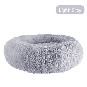 Donut Dog Bed Warm Soft Long Plush Pet Cushion For Samll Large Dog House Cat Calming Bed Washable Kennel Sofa Dogs Supplies