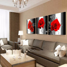 Load image into Gallery viewer, 3 Piece Canvs Wall Paintings for Living Room Home Decor Wall Pictures Red Rose Wall Art Canvas Painting for Bedrooms HY20
